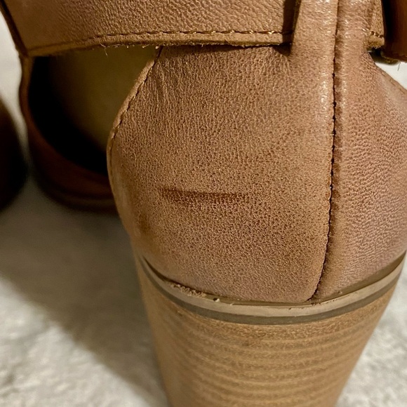 Lucky Brand Kerne Brown Leather Peep Toe Bootie Sandals Women’s Size 9M - Picture 11 of 12